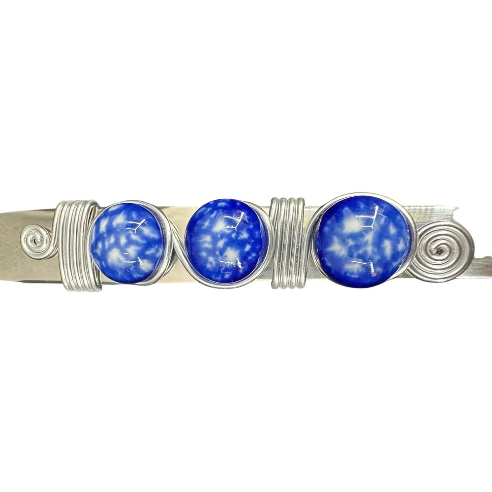 Wild Eye Designs Stainless Steel Serving Spoon Blue Stone Wire Wrapped NIB